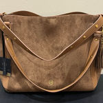 House of Harlow 1960 | Tan Faux Suede Satchel w/ Bag Tassel Charm Photo 0