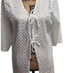 Anne cole Cardigan Womens Size XL White Crochet TieFront 34 Sleeve Resort Boho Photo 0