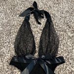 Black Mesh Satin Halter Tie Teddy Photo 2