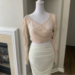 Pretty Little Thing NWT Cream Ruched Long Sleeve Sheer Top 6 Photo 8
