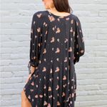 Free People  black floral printed Winter Sun Tunic swing Dress M Photo 3