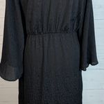 H&M black creped  wrap tie waist semi-sheer midi dress size M Photo 3