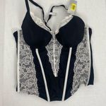 Modern Movement Womens Bustier Bra Black White Underwire Size 36C Photo 0