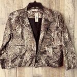 Natori Small Metallic Jacquard Lined Long Sleeve Open Front Jacket Faux … Photo 0