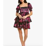 Alice + Olivia alice +‎ olivia Emmalou Tiered Mini Dress Eden's Garden Wild Size 4 Floral Photo 5