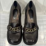SO  Brown Loafers Chunky Heel with Chain Detail, Y2K, Size 10 Photo 1