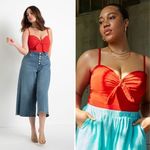 Eloquii NEW‎  red Tie Front Bustier Bodysuit, 18 Photo 15