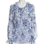 MISA Los Angeles Blue Printed Cowl Neck Blouse size Small (S) Photo 0