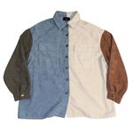 VICI Blue, White, and Brown Button Down Shirt Photo 0