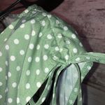 Green polka dot tank top size large crunched shoulders green and white s… Photo 3