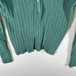 Sundance Averie Ribbed Henley Long Sleeve Top Teal Petite Large Casual Cozy Photo 2