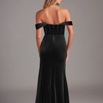 Azazie  Black Sheath Off-The-Shoulder Corset Velvet Convertible Dress Photo 1