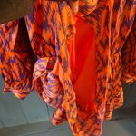 Boutique Vibrant Orange and Purple Aztec Patterned Long Sleeve Romper, Sz S Photo 7