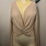 EXPRESS Size Medium Twist Tie Beige Cream Long Sleeve Blouse Top Crop cropped Photo 8