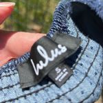 Lulus Lulu’s Dark Wash Polka Dot Denim Puff Sleeve Crop Top Photo 3