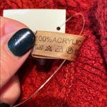 Nadia Rima NWT Cozy Red Cowl Neck Side Button Cable Knit Poncho Photo 8