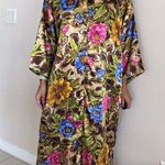 Winlar Brown Yellow / Gold Floral Kaftan Maxi Dress Size M Size M Photo 9