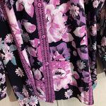 Bob Mackie  xl floral purple black blouse button down Photo 1
