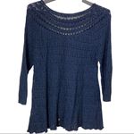 Vintage America Blues Crochet Blue Sweater Size Large Blue Size M Photo 6