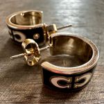 Coach NWT Signature Enamel Huggie Earrings; Black/Gold MSRP $88 Photo 8
