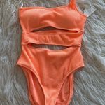 Aerie  Crinkle Cut Out One Shoulder One Piece Swimsuit
Orange Size Medium Photo 0