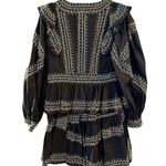 Ulla Johnson Anais Mini Dress Ruffle Embroidered V-Neck Black Noir Cotton 2 NWT Photo 6