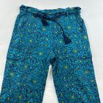 Sundance Turquoise Print Lightweight Cotton Slim Leg Cargo Lounge Pant S Photo 1