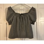 H&M  divided black gingham smocked puff sleeve top xs Photo 1