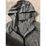 Athleta  Women's Sweatshirt Hoodie  Gray Full Zip Thumb Hole‎ Size Small Photo 3