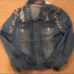 Embellished Denim Jacket Blue Size M Photo 0
