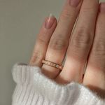 Copper Gold Channel Set Band Ring “Giselle” Rhinestone Diamond Pave Inset Femme Jewelry Photo 11