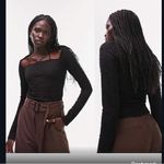 NA-KD  ruched black long sleeve cutout strap shirt XXL $58 Photo 1