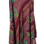 Rahabs Rope Wrap Skirt 100% Art Silk Reversible Red Floral Boho Hippie Earthy Size XL Photo 0