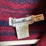 Eddie Bauer Vintage  Wool Cardigan Sweater Maroon Navy Striped Collared Large Photo 2