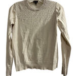 Ann Taylor  Women's M Beige Rhinestone Embellished Pullover Sweater Photo 0
