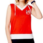Tommy Hilfiger  Hoodie Sweatshirt Sleeveless Red White Flag Women’s Size Large Photo 10
