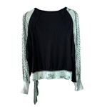 Free People  Auxton Mixed Print Wrap Top Black/Mint Floral Size Medium Photo 6