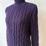 VTG Y2K Lauren Ralph Lauren Cable Knit Sweater Purple Turtleneck Women’s Sz L Size M Photo 1