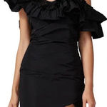 Alexis  Benicia Off the Shoulder Ruffle Cocktail Dress Mini Black Ruched Size S Photo 0