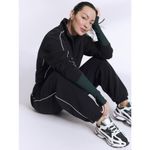 Athleta S Forever Fleece 1/2 Zip High Hip Piping Sweatshirt Black White Small Photo 6