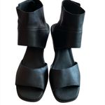 Eileen Fisher Black Arts Ankle Cuff Leather Sandals 7.5 Elegant Tumbled Leather Photo 1
