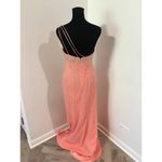 ALYCE DESIGNS Vintage Coral Greek Goddess One Shoulder Beaded Long Prom Dress 6 Photo 3
