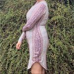 Floral Tapestry Patterned Long Sleeve Dress Blue Size M Photo 1