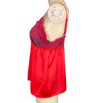 Tahari Sleepwear Womens Lingerie Top Pajama Sleepwear Satin Lace Babydoll Red Photo 5