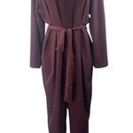Gap Women's Brown V-neck Long Bell Sleeve V-neck Belted Tapered Jumpsuit Size 16 Photo 0