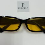 Retro Square Black Sunglasses With Yellow Lenses Photo 4