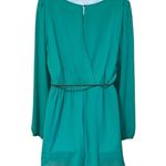 She & Sky SHE + SKY Bright Jade Green Silk Lazer Cut Belted Romper NWOT Size Large Photo 6