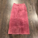 Newport News VTG Pink Suede Leather Jeanology Maxi Skirt Boho Western Size 10 Photo 6