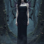 City Triangles Vintage Y2K Dark Fairy Goth Slinky Black Spaghetti‎ Strap Back Maxi Dress Sz M Photo 0