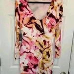Jennifer Lopez NWT Women’s Size L Long Sleeve Sheath Abstract Pink Floral Dress Photo 2